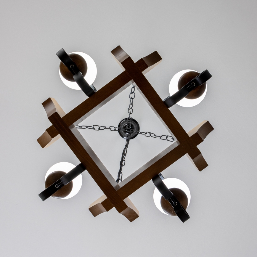 Brilagi - Csillár láncon QUEEN 4xE14/40W/230V bükkfa/dió