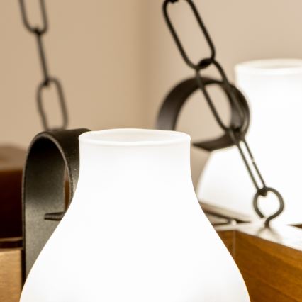 Brilagi - Csillár láncon QUEEN 4xE14/40W/230V bükkfa/dió