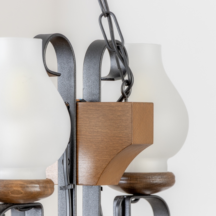 Brilagi - Csillár láncon QUEEN 4xE14/40W/230V bükkfa/dió