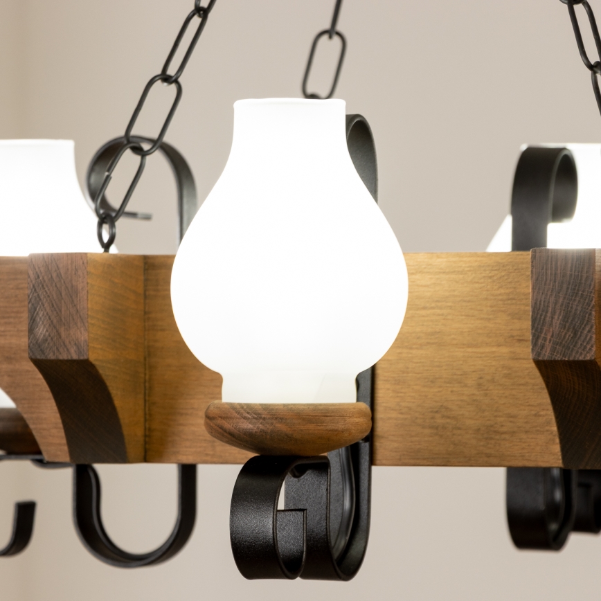 Brilagi - Csillár láncon QUEEN 4xE14/40W/230V bükkfa