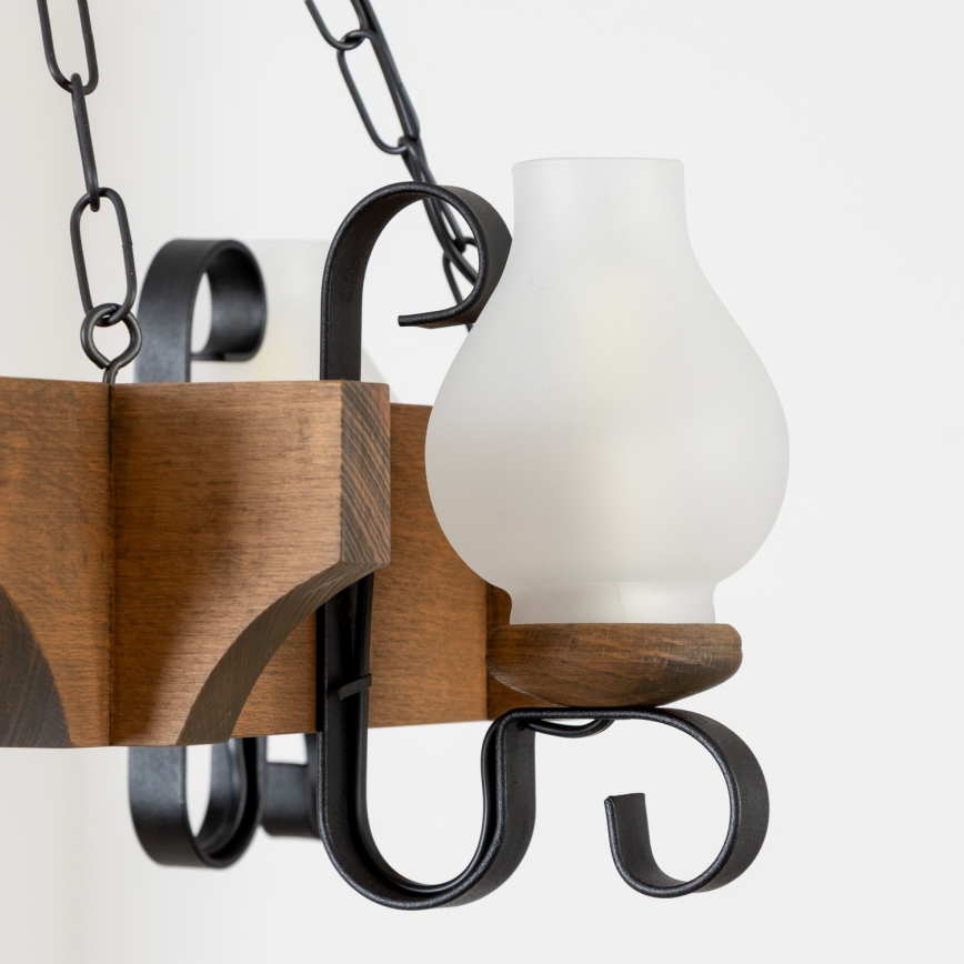 Brilagi - Csillár láncon QUEEN 4xE14/40W/230V bükkfa