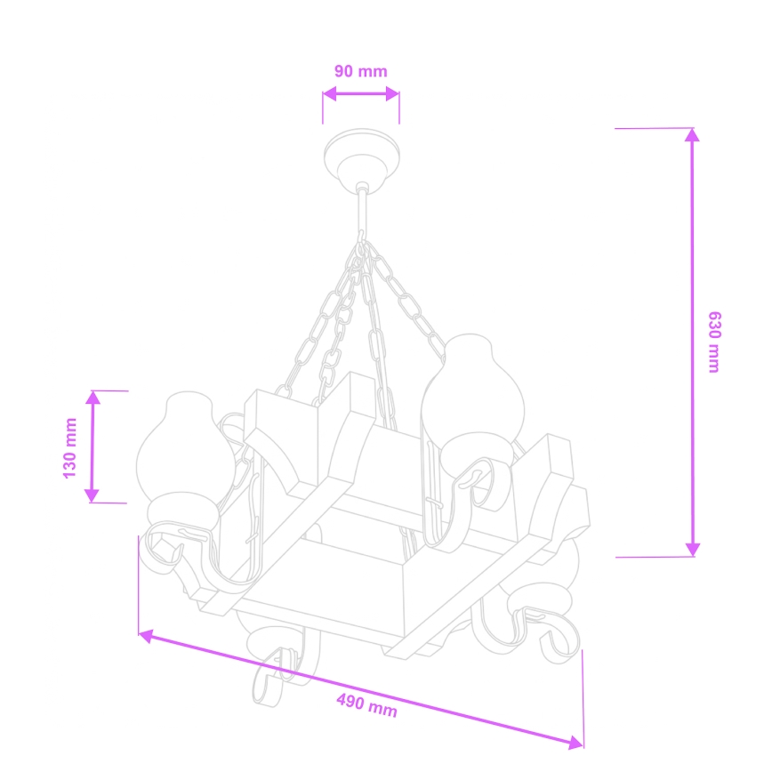 Brilagi - Csillár láncon QUEEN 4xE14/40W/230V bükkfa