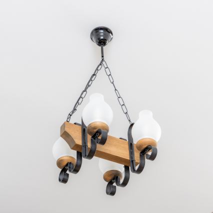 Brilagi - Csillár láncon QUEEN 4xE14/40W/230V bükkfa