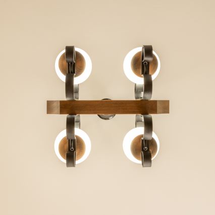 Brilagi - Csillár láncon QUEEN 4xE14/40W/230V bükkfa