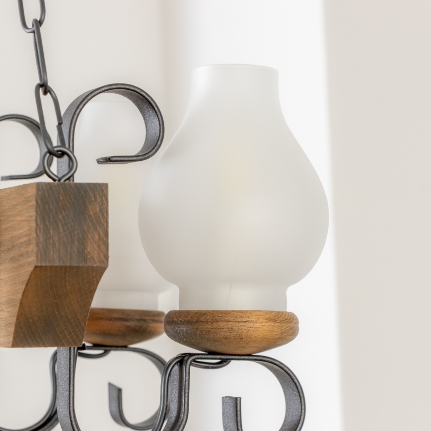 Brilagi - Csillár láncon QUEEN 4xE14/40W/230V bükkfa