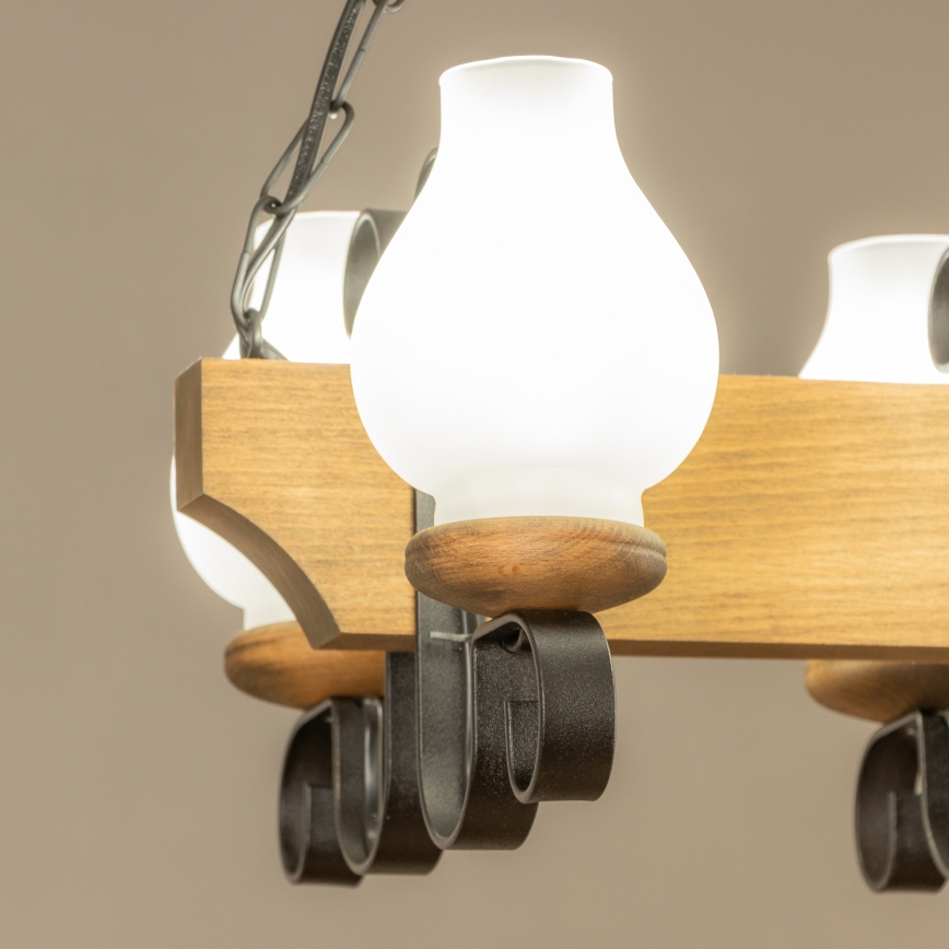 Brilagi - Csillár láncon QUEEN 4xE14/40W/230V bükkfa