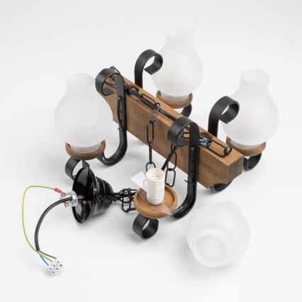 Brilagi - Csillár láncon QUEEN 4xE14/40W/230V bükkfa