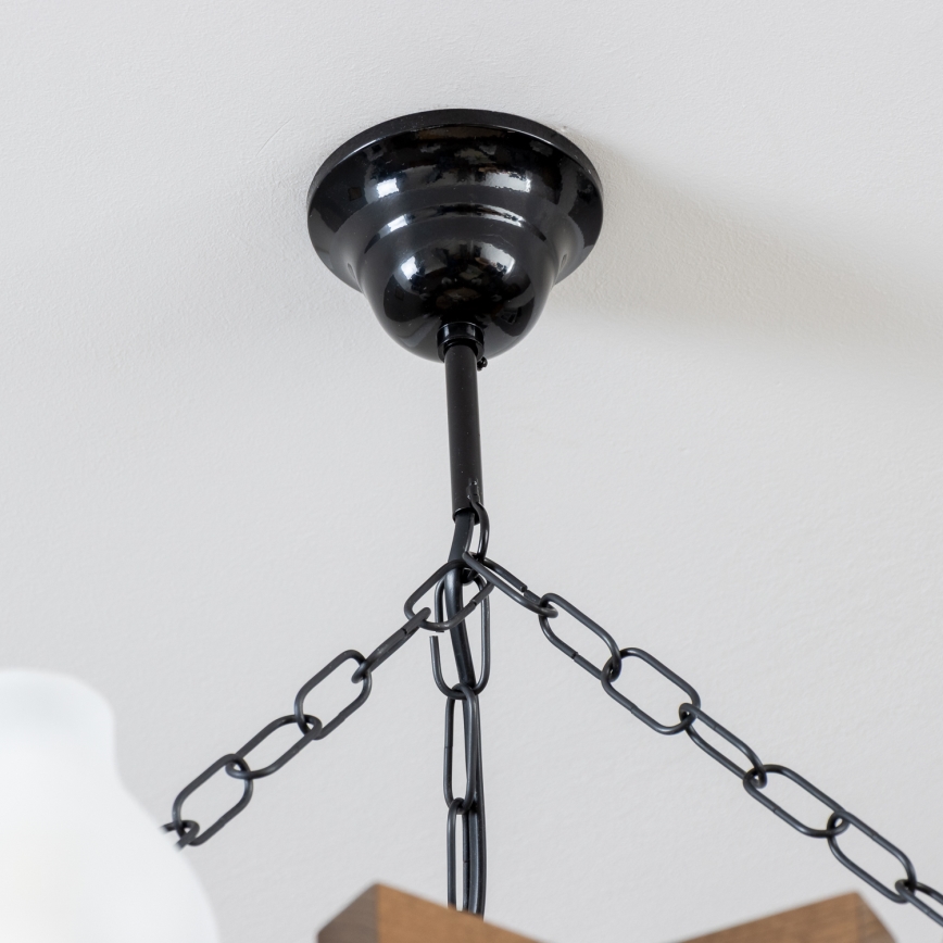 Brilagi - Csillár láncon QUEEN 6xE14/40W/230V bükkfa/dió