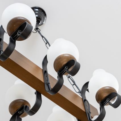 Brilagi - Csillár láncon QUEEN 6xE14/40W/230V bükkfa/dió