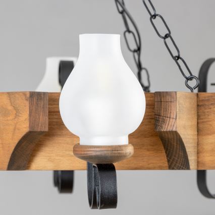 Brilagi - Csillár láncon QUEEN 6xE14/40W/230V bükkfa