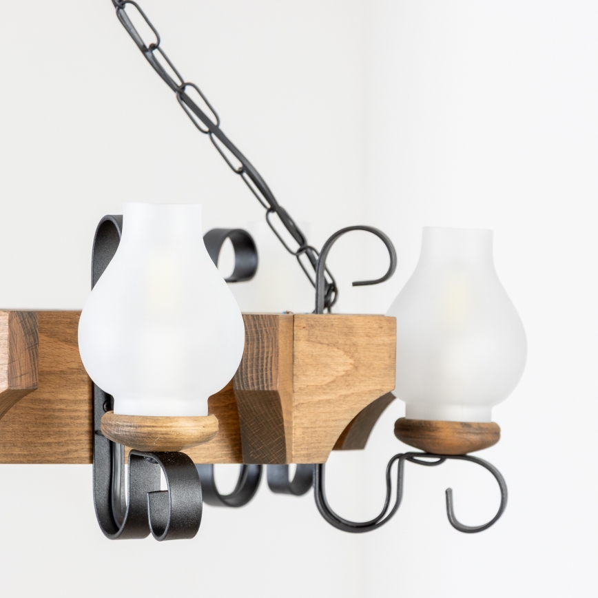 Brilagi - Csillár láncon QUEEN 6xE14/40W/230V bükkfa