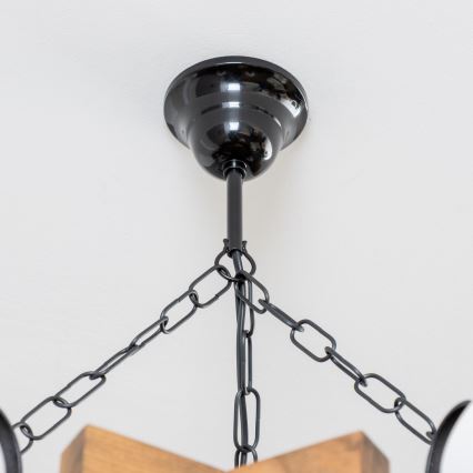 Brilagi - Csillár láncon QUEEN 6xE14/40W/230V bükkfa