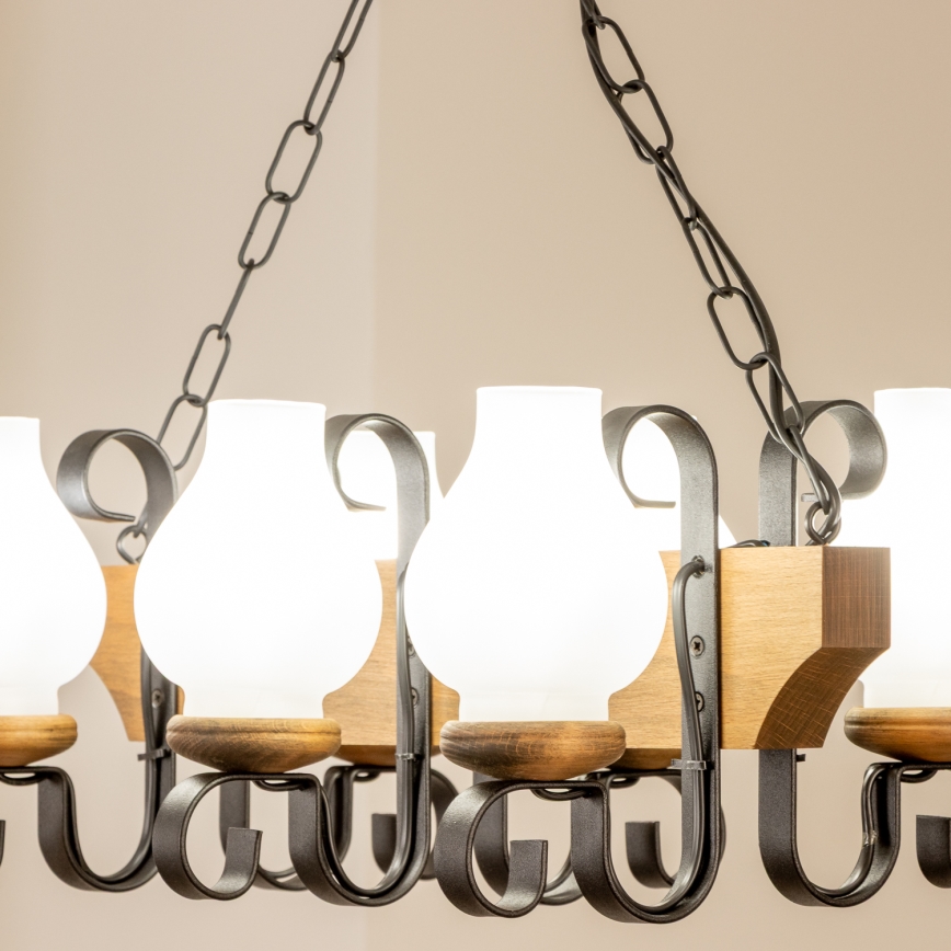 Brilagi - Csillár láncon QUEEN 6xE14/40W/230V bükkfa