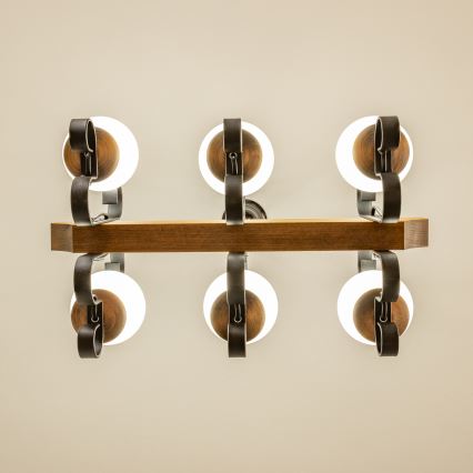 Brilagi - Csillár láncon QUEEN 6xE14/40W/230V bükkfa