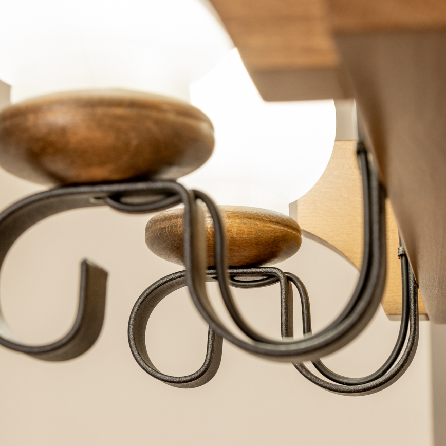 Brilagi - Csillár láncon QUEEN 8xE14/40W/230V bükkfa/dió