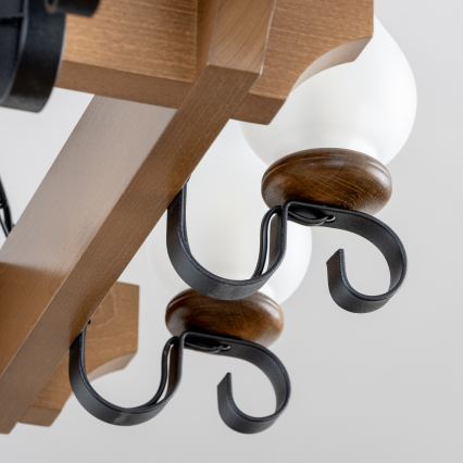 Brilagi - Csillár láncon QUEEN 8xE14/40W/230V bükkfa/dió