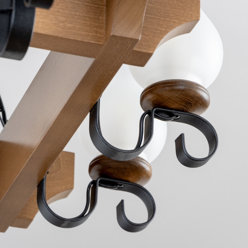 Brilagi - Csillár láncon QUEEN 8xE14/40W/230V bükkfa/dió