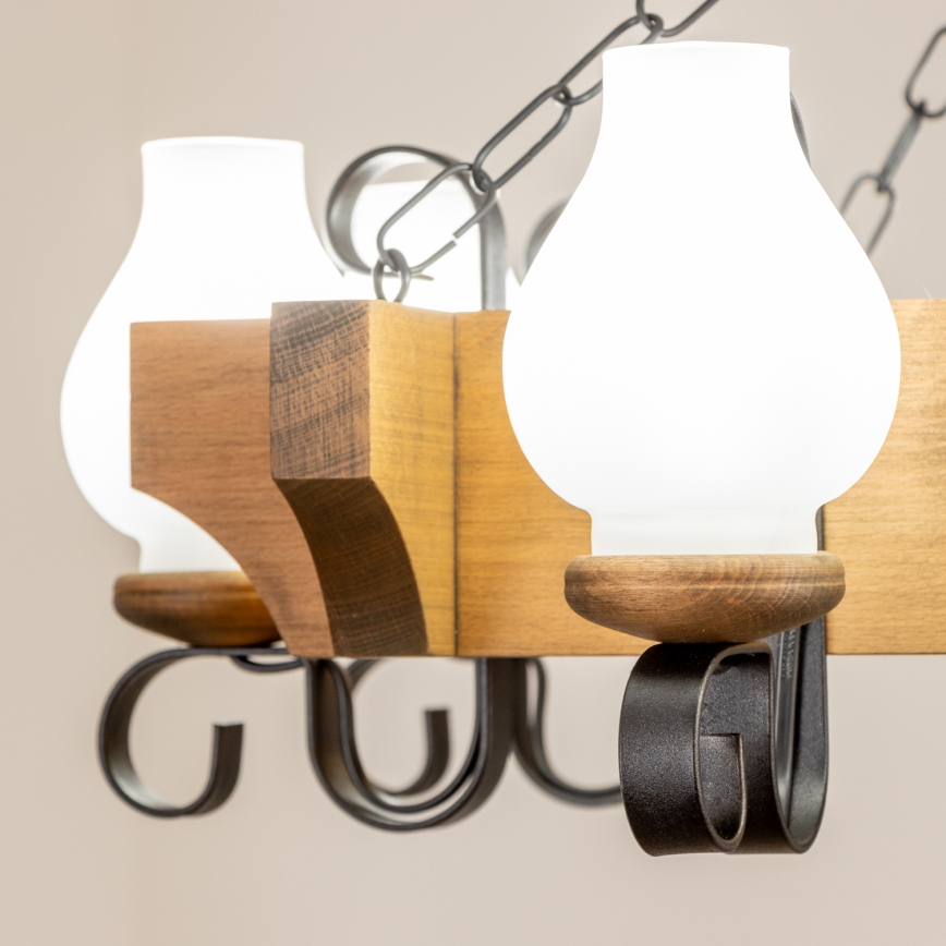 Brilagi - Csillár láncon QUEEN 8xE14/40W/230V bükkfa