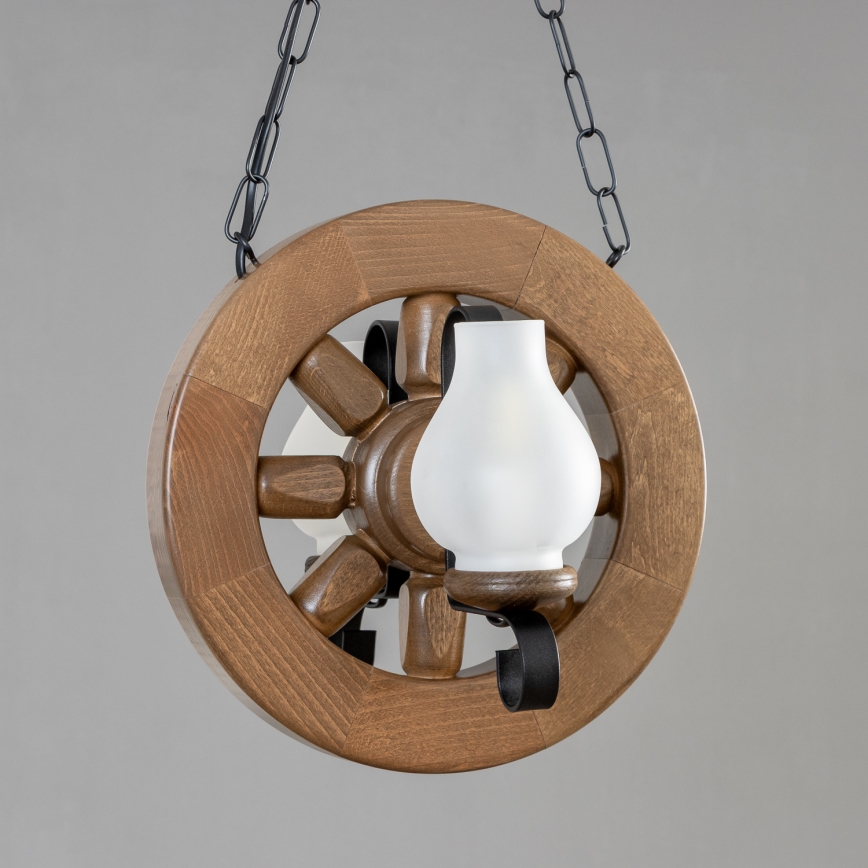 Brilagi - Csillár láncon ROATA 2xE14/40W/230V bükkfa/dió