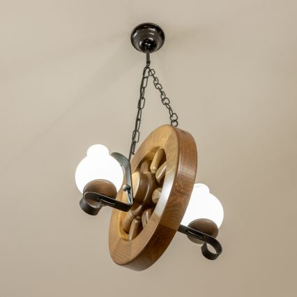 Brilagi - Csillár láncon ROATA 2xE14/40W/230V bükkfa/dió