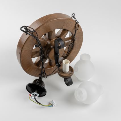 Brilagi - Csillár láncon ROATA 2xE14/40W/230V bükkfa/dió