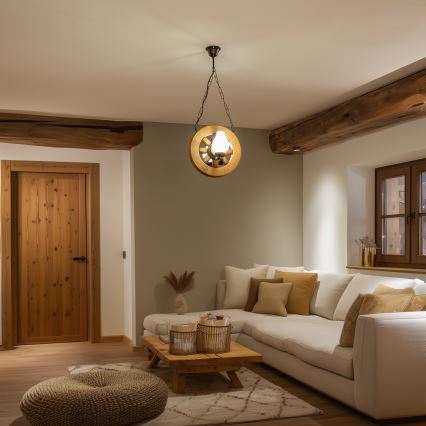 Brilagi - Csillár láncon ROATA 2xE14/40W/230V bükkfa