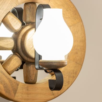 Brilagi - Csillár láncon ROATA 2xE14/40W/230V bükkfa