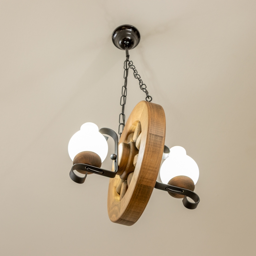 Brilagi - Csillár láncon ROATA 2xE14/40W/230V bükkfa