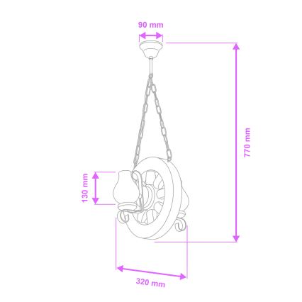 Brilagi - Csillár láncon ROATA 2xE14/40W/230V bükkfa