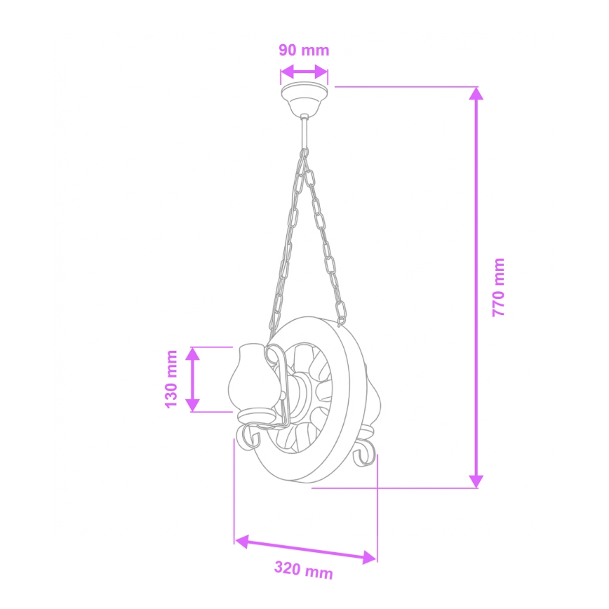 Brilagi - Csillár láncon ROATA 2xE14/40W/230V bükkfa