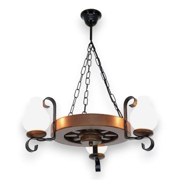 Brilagi - Csillár láncon ROATA 3xE14/40W/230V bükkfa/dió