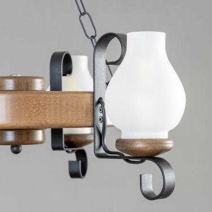 Brilagi - Csillár láncon ROATA 3xE14/40W/230V bükkfa/dió