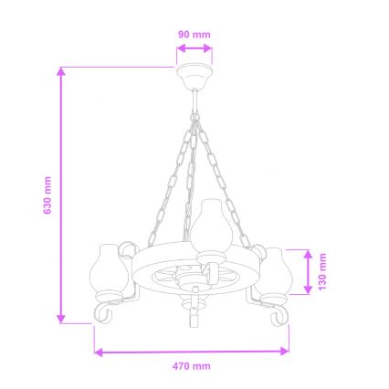 Brilagi - Csillár láncon ROATA 3xE14/40W/230V bükkfa/dió