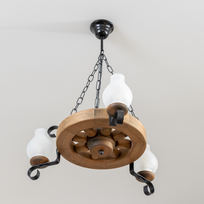 Brilagi - Csillár láncon ROATA 3xE14/40W/230V bükkfa