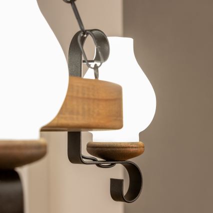 Brilagi - Csillár láncon ROATA 3xE14/40W/230V bükkfa