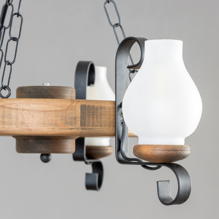 Brilagi - Csillár láncon ROATA 3xE14/40W/230V bükkfa