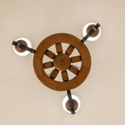 Brilagi - Csillár láncon ROATA 3xE14/40W/230V bükkfa