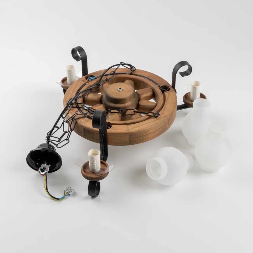 Brilagi - Csillár láncon ROATA 3xE14/40W/230V bükkfa