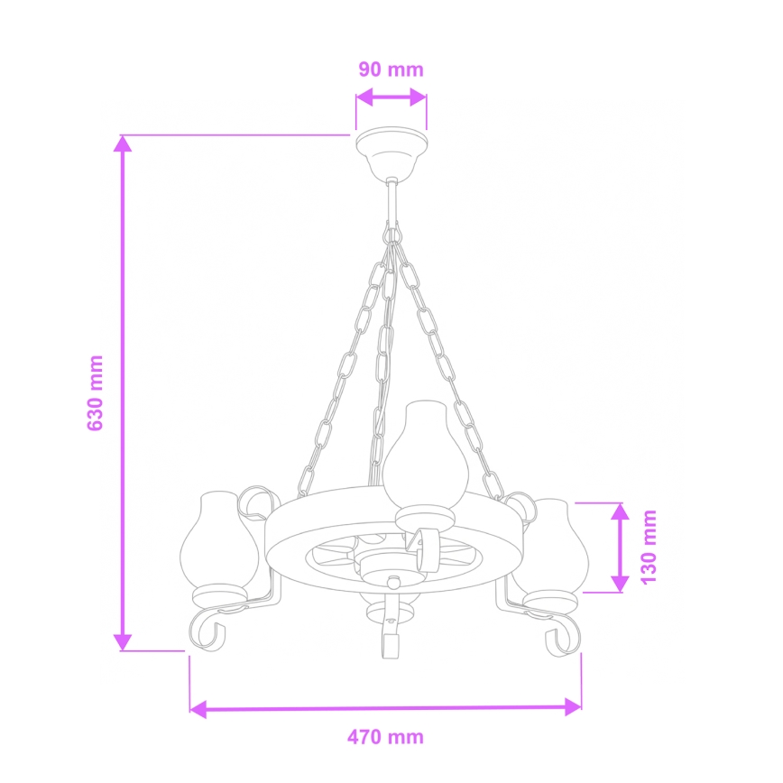 Brilagi - Csillár láncon ROATA 3xE14/40W/230V bükkfa