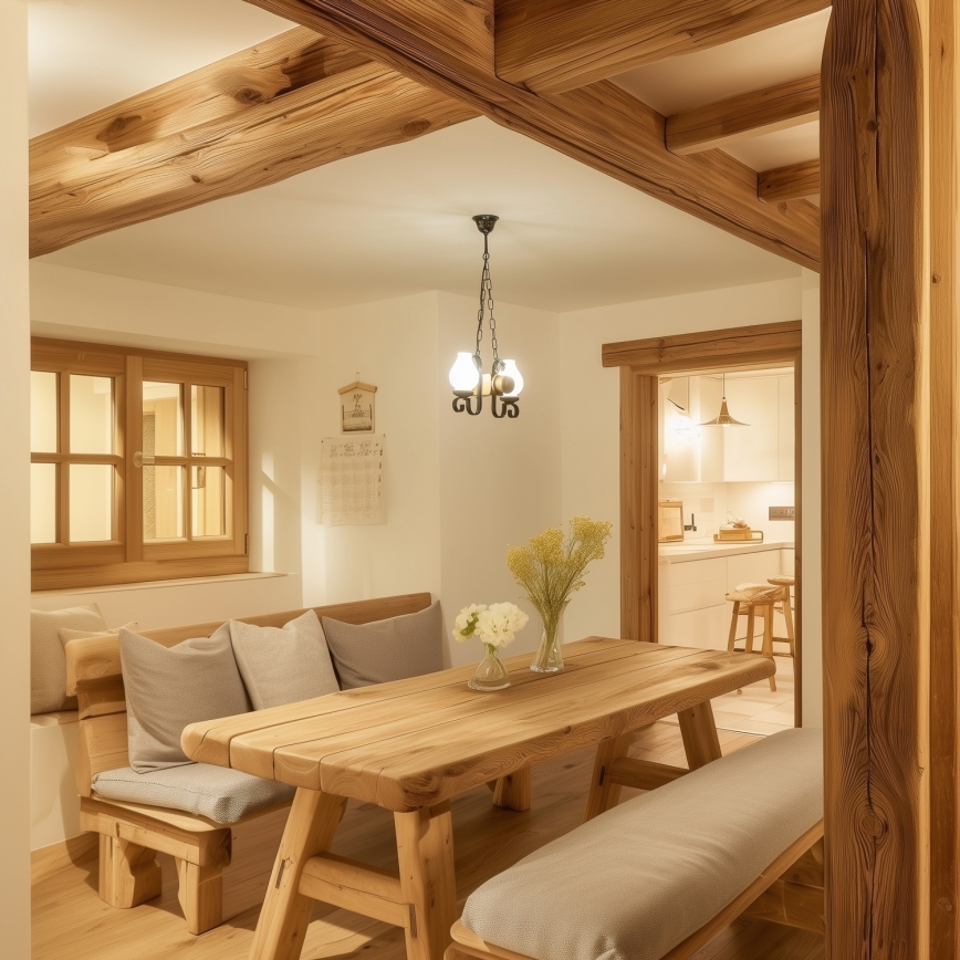 Brilagi - Csillár láncon RUSTIC 2xE14/40W/230V bükkfa/dió