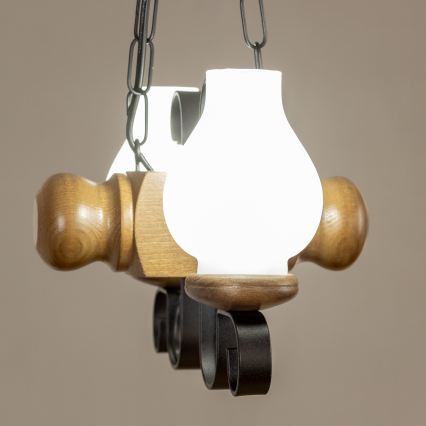 Brilagi - Csillár láncon RUSTIC 2xE14/40W/230V bükkfa/dió