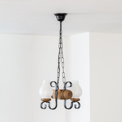 Brilagi - Csillár láncon RUSTIC 2xE14/40W/230V bükkfa