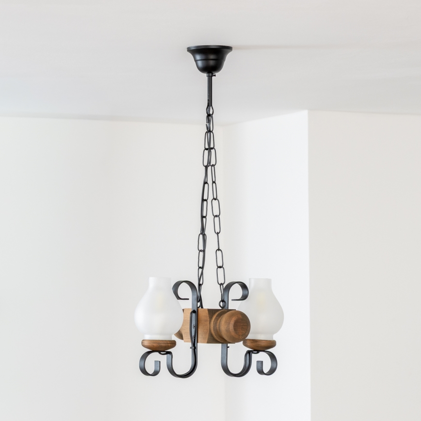 Brilagi - Csillár láncon RUSTIC 2xE14/40W/230V bükkfa