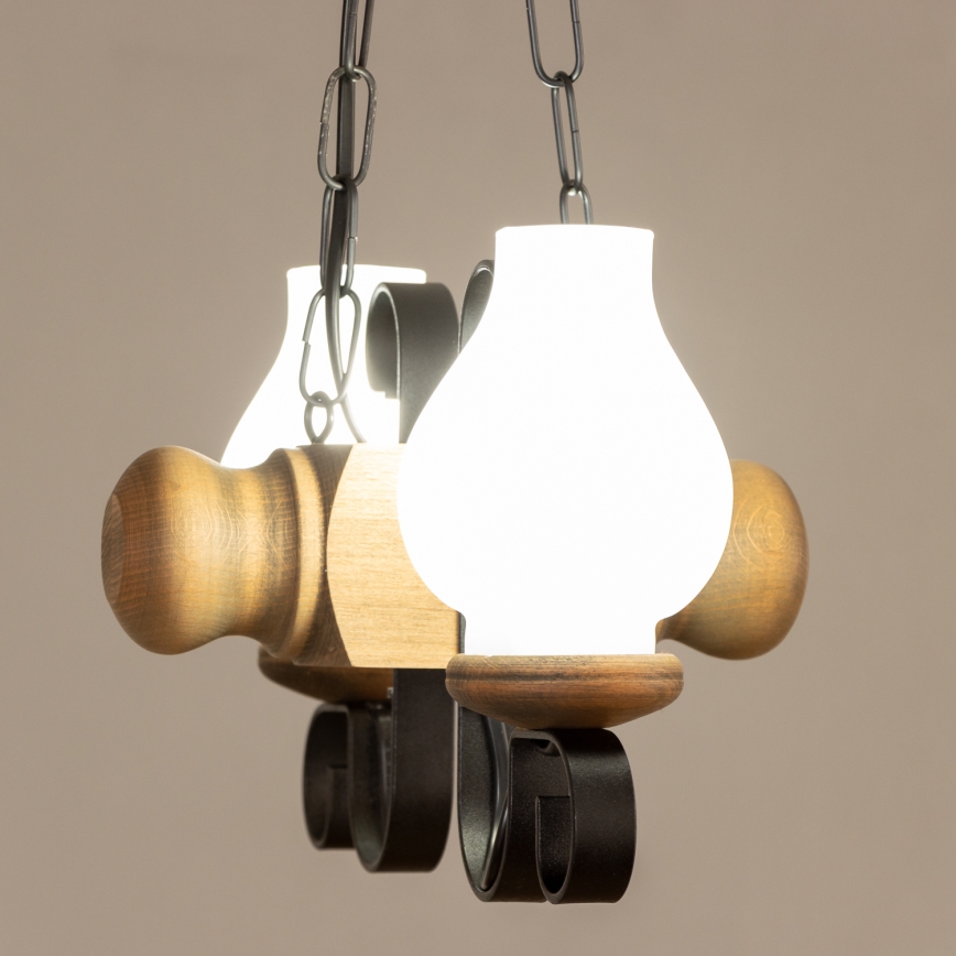 Brilagi - Csillár láncon RUSTIC 2xE14/40W/230V bükkfa