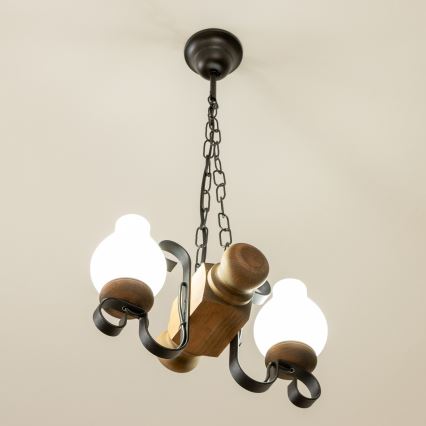 Brilagi - Csillár láncon RUSTIC 2xE14/40W/230V bükkfa