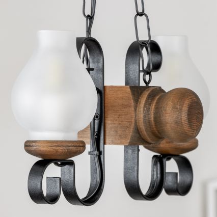Brilagi - Csillár láncon RUSTIC 2xE14/40W/230V bükkfa