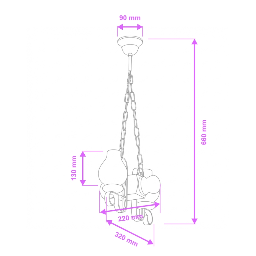 Brilagi - Csillár láncon RUSTIC 2xE14/40W/230V bükkfa