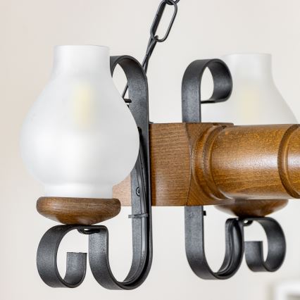 Brilagi - Csillár láncon RUSTIC 4xE14/40W/230V bükkfa/dió