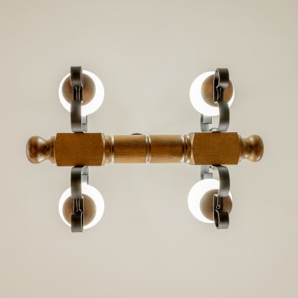 Brilagi - Csillár láncon RUSTIC 4xE14/40W/230V bükkfa/dió