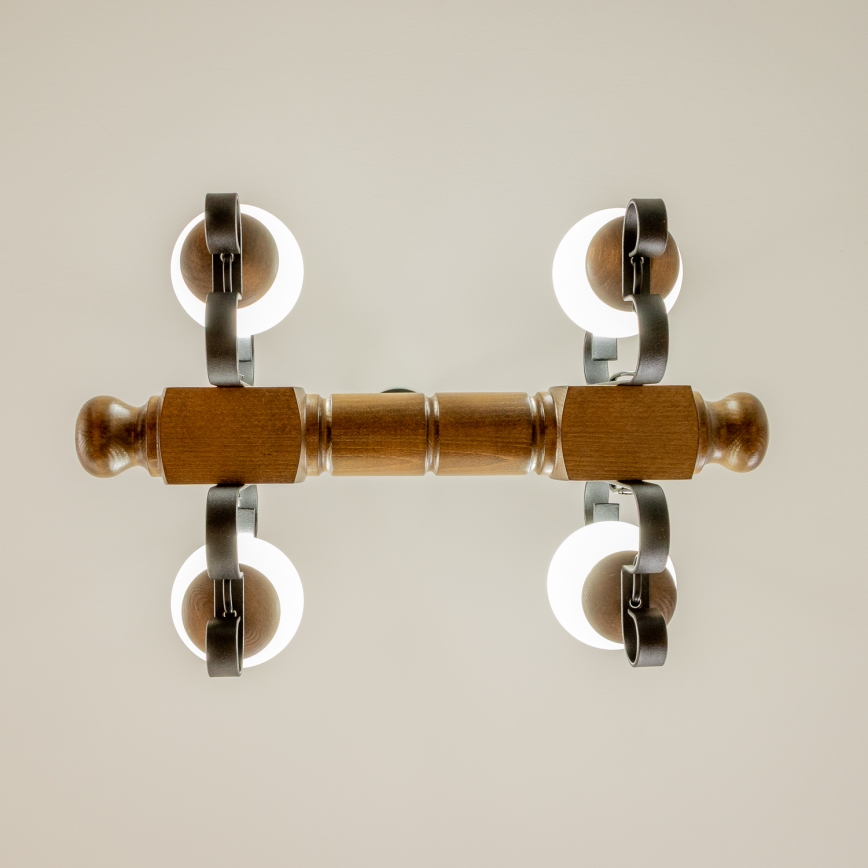 Brilagi - Csillár láncon RUSTIC 4xE14/40W/230V bükkfa/dió